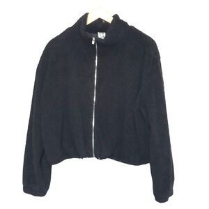 SADIE & Sage fleece cropped black jacket size Large